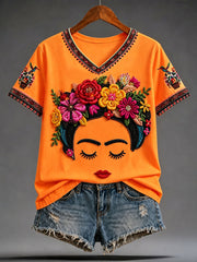 Women's Mexico Guelaguetza Lele Doll Art Printed T-shirt