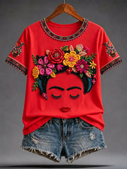 Women's Guelaguetza Mexico Lele Doll Art Printed T-shirt