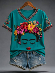 Women's Mexico Guelaguetza Lele Doll Art Printed T-shirt