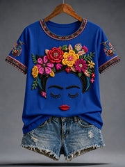 Women's Guelaguetza Mexico Lele Doll Art Printed T-shirt