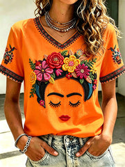 Women's Mexico Guelaguetza Lele Doll Art Printed T-shirt