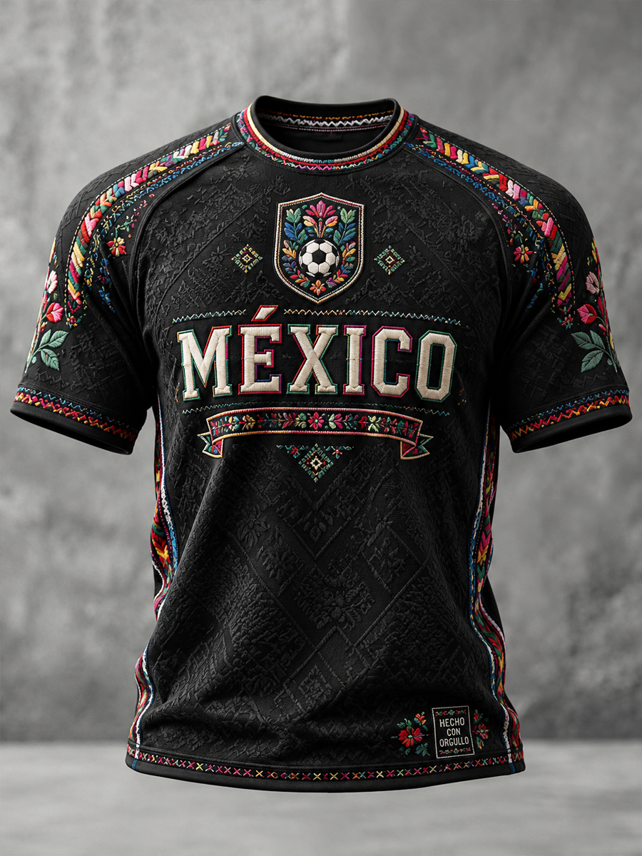 Men's Mexico Football Lover Art Printed short sleeve t-shirt