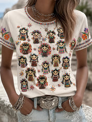 Women's Mexico Guelaguetza Lele Doll Art Printed T-shirt