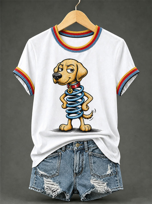 Women's Funny Dog Print Casual Tee