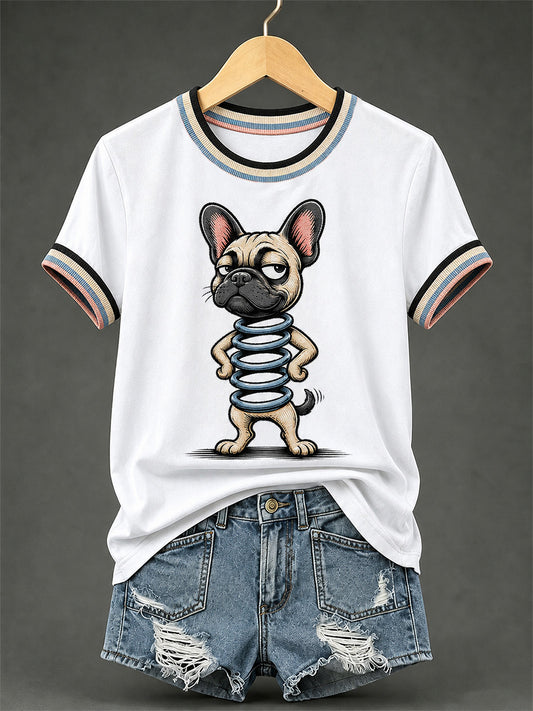 Women's Funny Dog Print Casual Tee