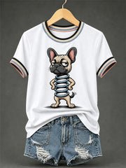 Women's Funny Dog Print Casual Tee