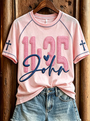 Women's Bible Verse John 11:35 Print Christian short sleeve T-shirt