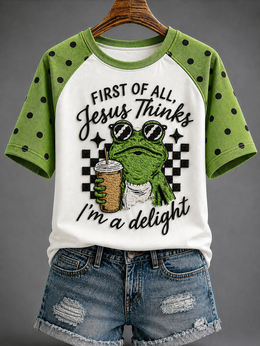 Women's 'Jesus Thinks I'm A Delight' Printed Casual T-Shirt