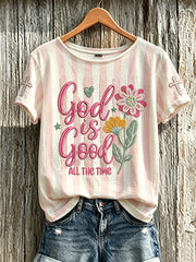 Women's Faith Pattern Printed Leisure Round Neck Short Sleeve T-shirt
