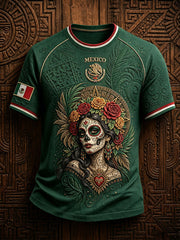 Men's Mexico Football Lover La Catrina Art Printed T-shirt