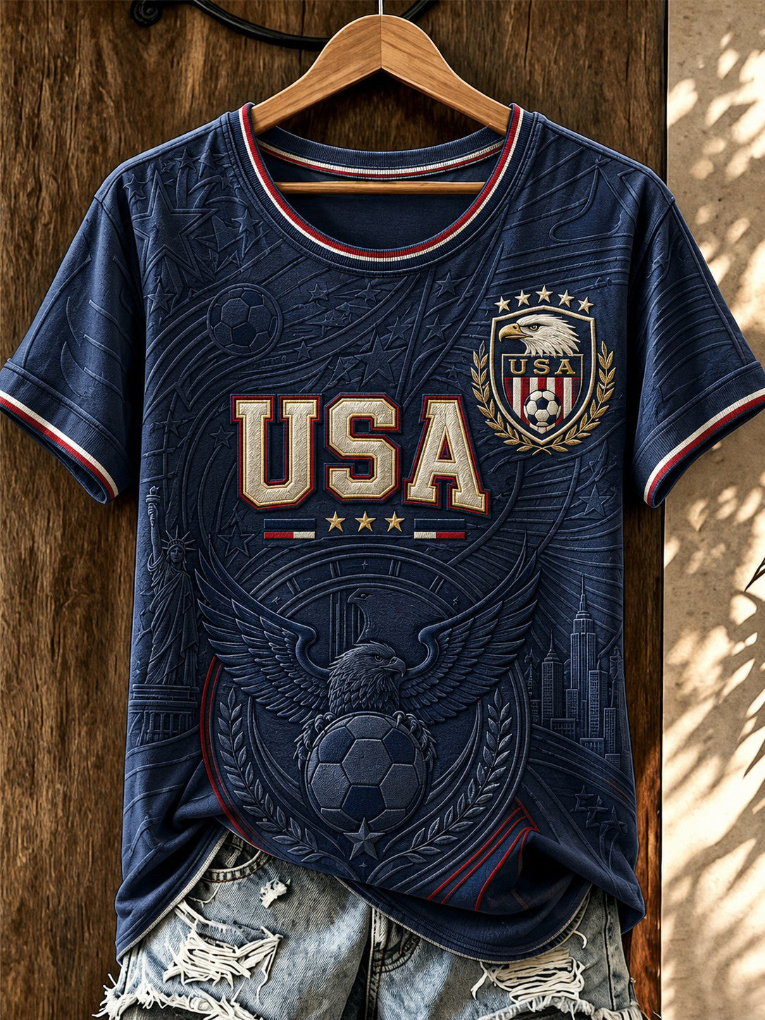 Women's USA Football Printed T-shirt