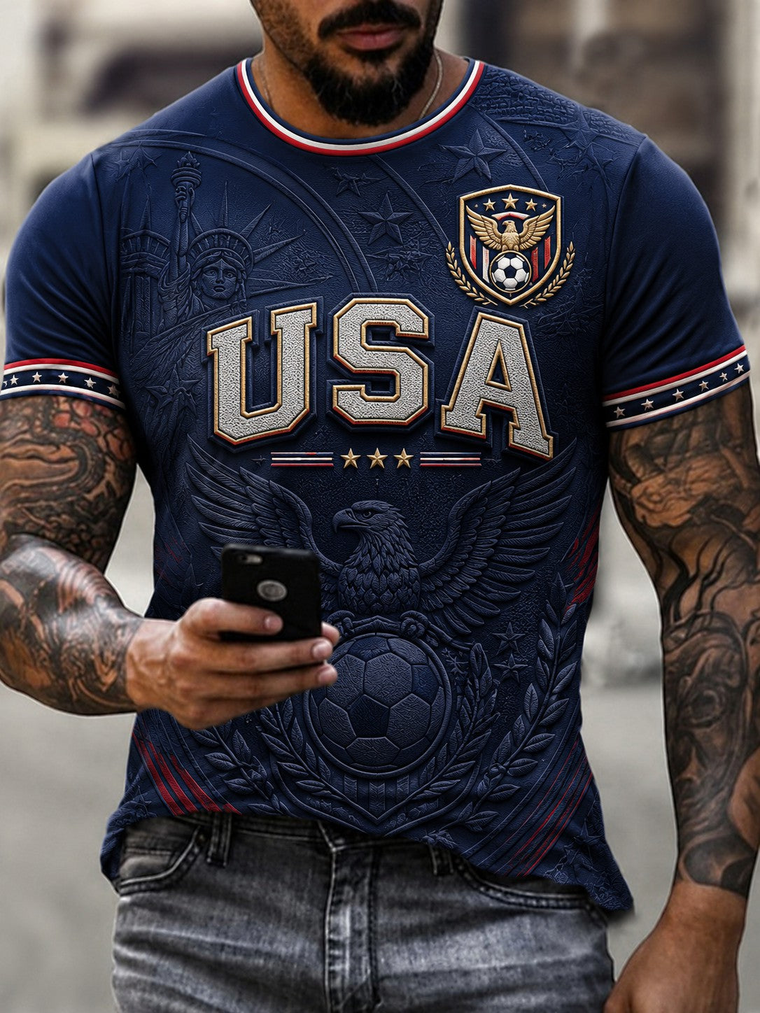 Men's USA Football Printed T-Shirt