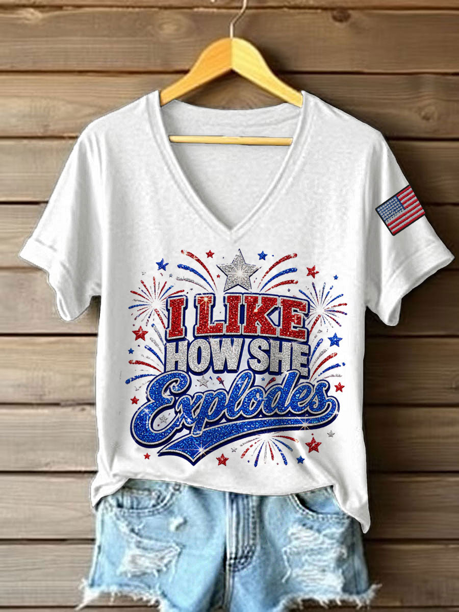 Women's I LIKE HOW SHE Explodes Short Sleeve T-Shirt