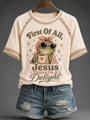 Women's 'Jesus Thinks I'm A Delight' Printed Casual T-Shirt