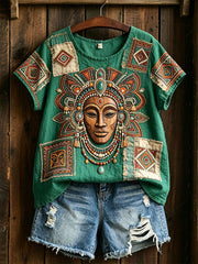 Women's African Art Cotton Linen Shirt