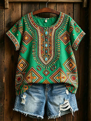Women's African Art Cotton Linen Shirt