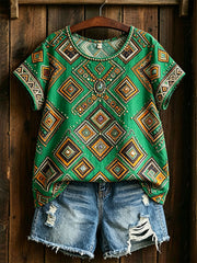 Women's African Art Cotton Linen Shirt