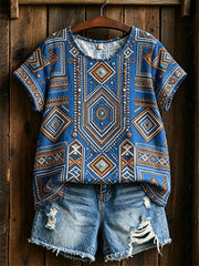 Women's African Art Cotton Linen Shirt