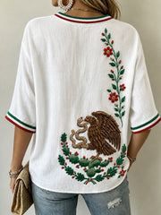 Women's Mexico Lover Art  Mid-length Sleeves V-Neck T-Shirt