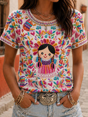 Women's Mexico Guelaguetza Art Printed T-shirt