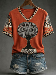Women's Black Art V-Neck T-Shirts