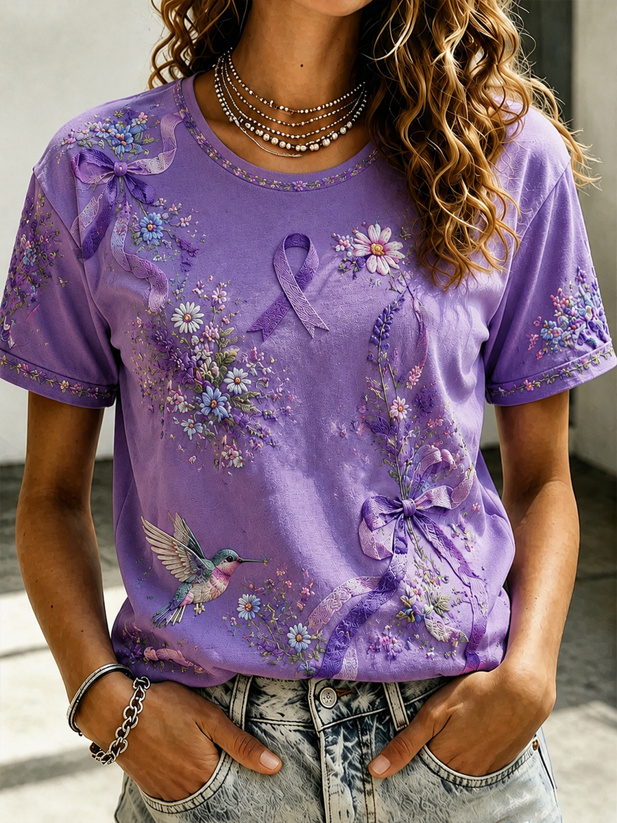 Women's Floral print short-sleeved T-shirt