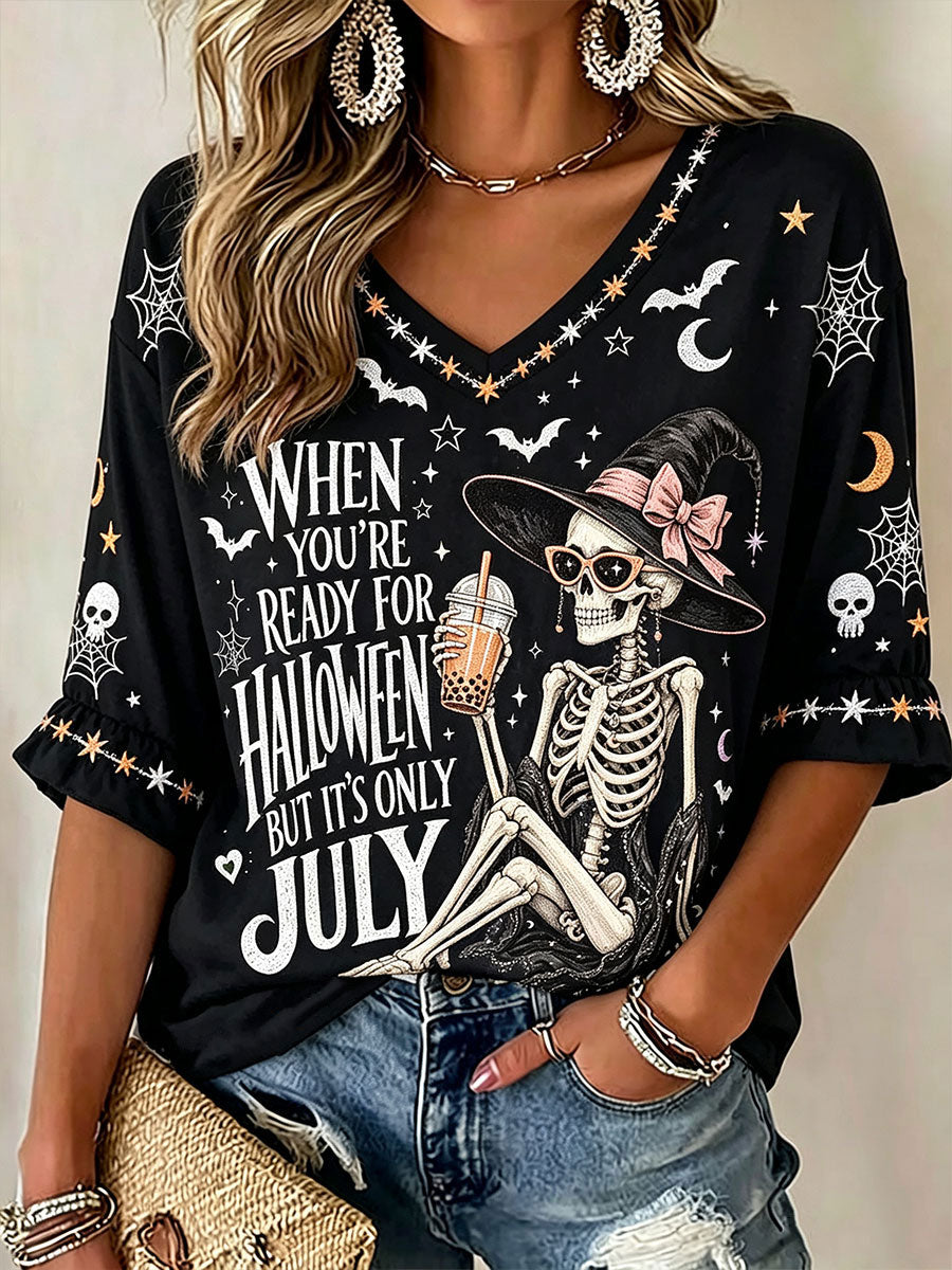 Women's Halloween In July V-Neck T-Shirts
