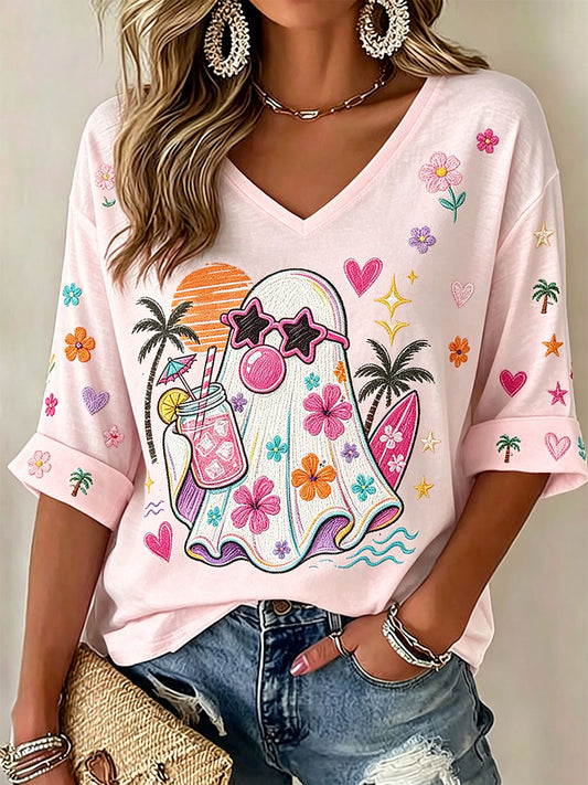 Women's Summerween V-Neck T-Shirts