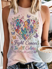 Women's Fight Cancer In All Colors Cancer Awareness Print Vest Top