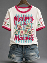 Women's Mahjong Print Casual T-Shirt