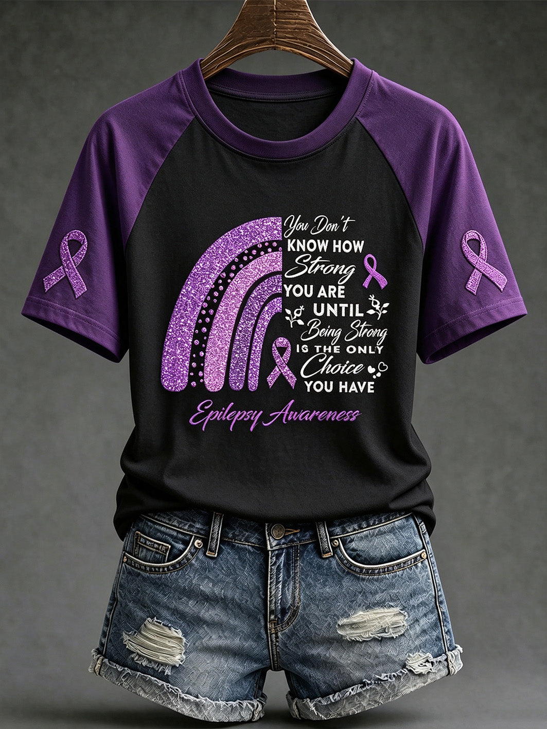 Women's Alzheimer's disease awareness pattern printed casual short-sleeve T-shirt