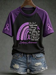 Women's Alzheimer's disease awareness pattern printed casual short-sleeve T-shirt