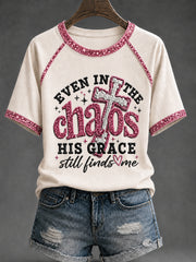 Women's Christian Even In The Chaos His Grace Still Finds Me Cross Short-sleeved T-shirt