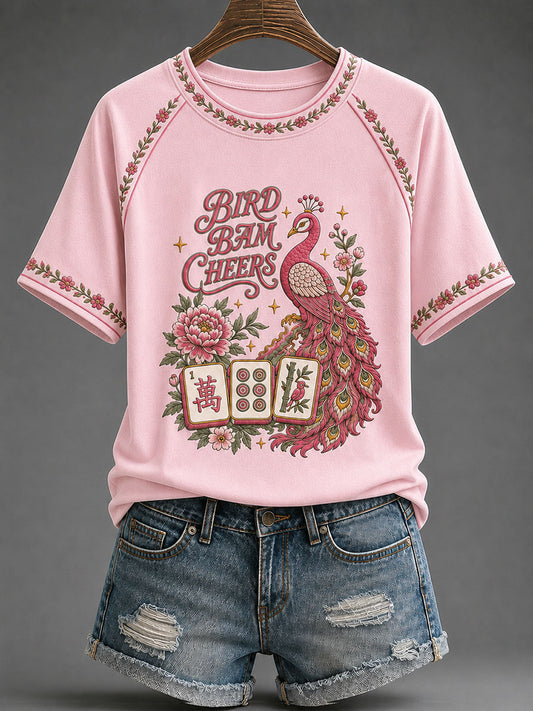 Women's Mahjong Print Casual T-Shirt
