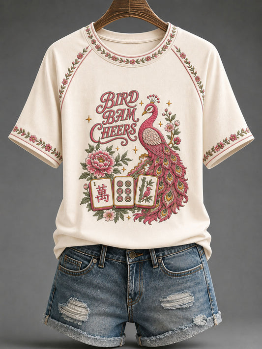 Women's Mahjong Print Casual T-Shirt