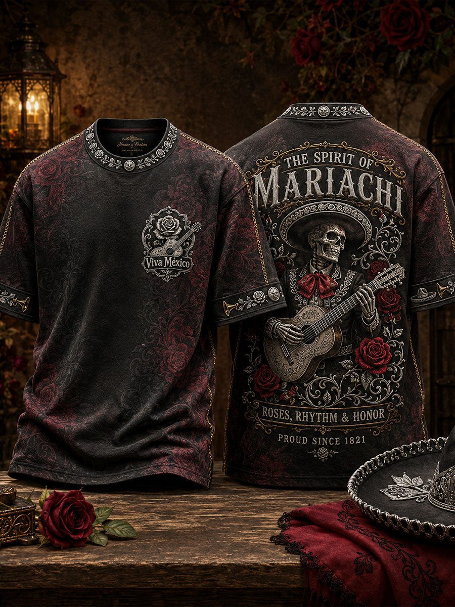 Men's Mariachi Music Lover Mexico Art Printed T-shirt