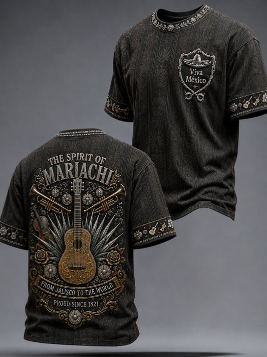 Men's Mariachi Music Lover Mexico Art Printed T-shirt