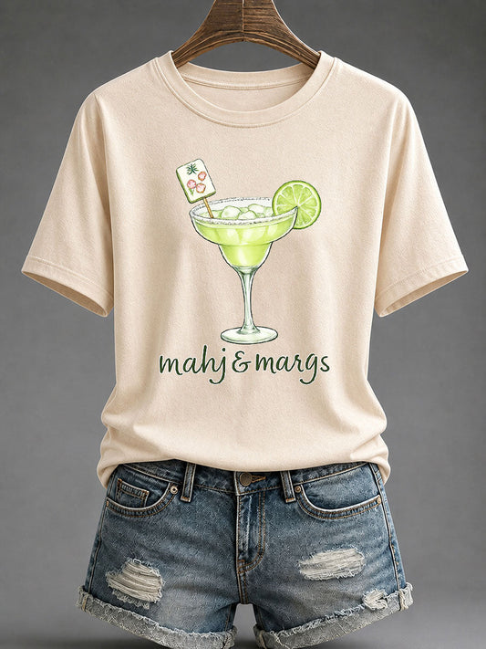 Women's Mahjong Print Casual T-Shirt