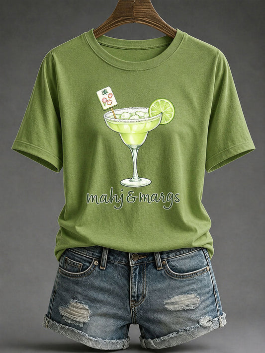 Women's Mahjong Print Casual T-Shirt