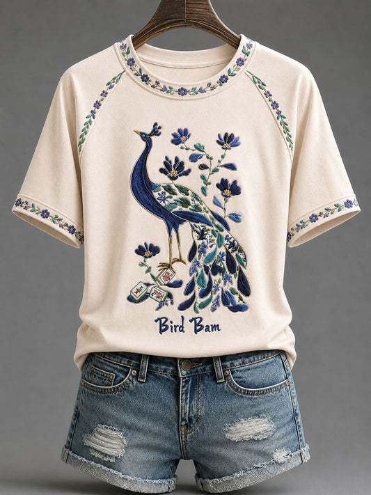 Women's Mahjong Print Casual T-Shirt