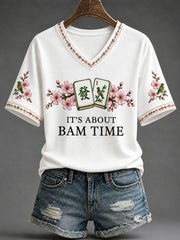 Women's Mahjong Print Casual T-Shirt