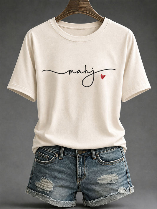 Women's Mahjong Print Casual T-Shirt