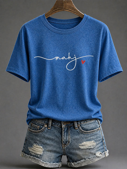 Women's Mahjong Print Casual T-Shirt