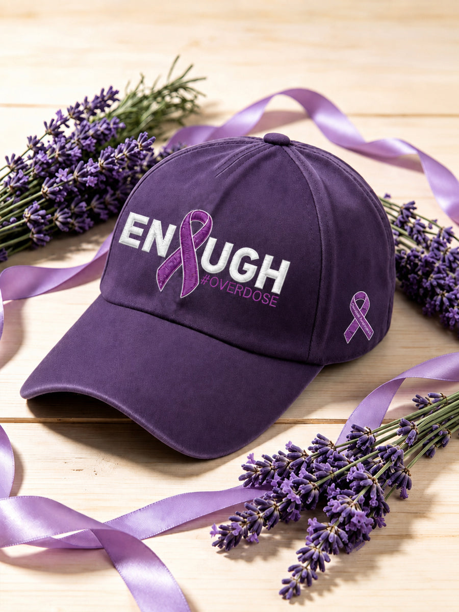 Unisex Overdose Awareness Purple Ribbon Design Print Hat