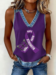 Women's Overdose Awareness Print V-Neck Vest