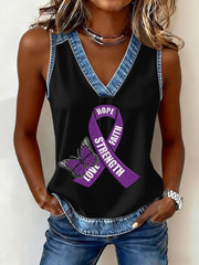 Women's Overdose Awareness Print V-Neck Vest