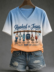Women’s 'Hooked on Jesus' Printed Casual T-Shirt