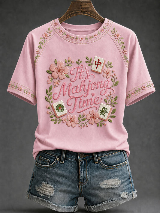 Women's Mahjong Print Casual T-Shirt