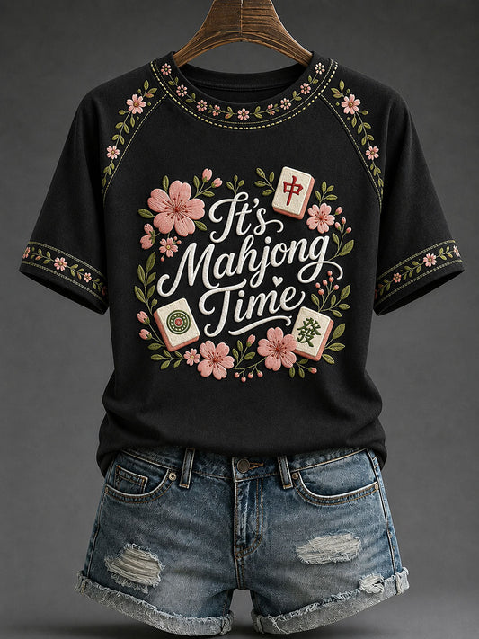 Women's Mahjong Print Casual T-Shirt