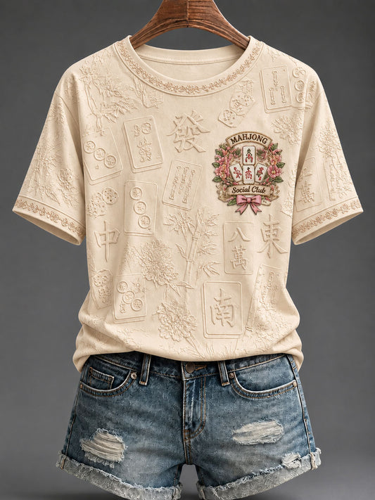 Women’s Mahjong Social Club Printed Casual T-Shirt